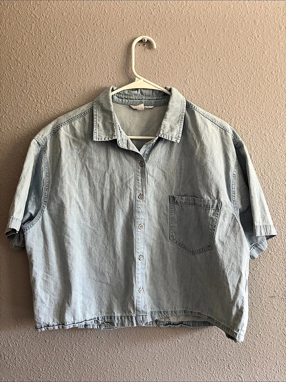 Michael Hill New York Short Sleeve Button Down in Blue Size Large